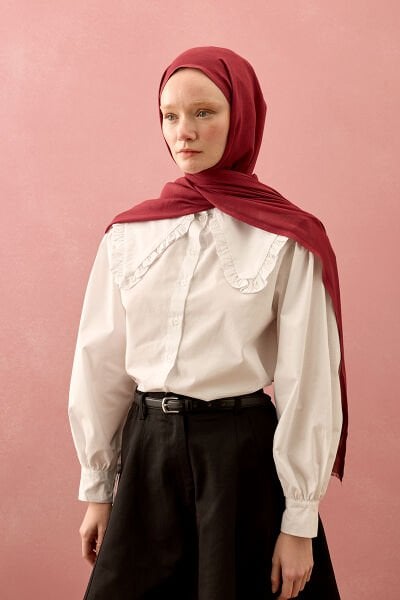 Bordo Pamuk Şal