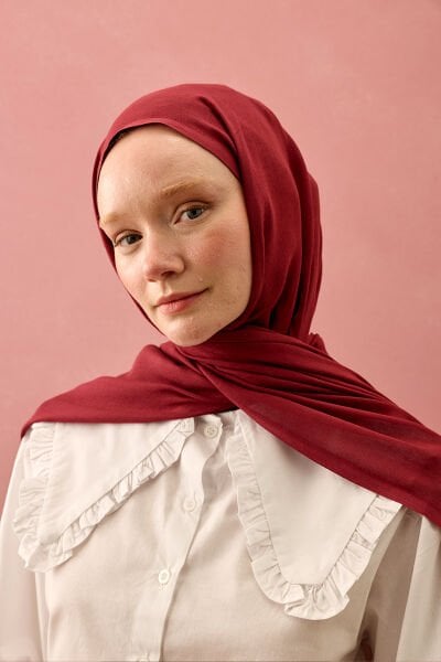 Bordo Pamuk Şal