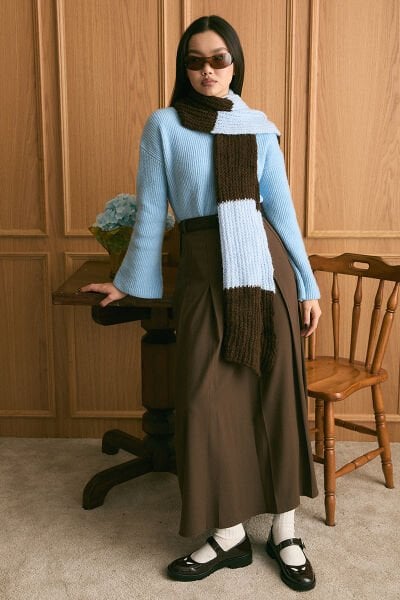 Bebe Mavisi Triko İki Renk Atkı