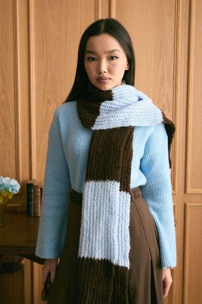 Bebe Mavisi Triko İki Renk Atkı