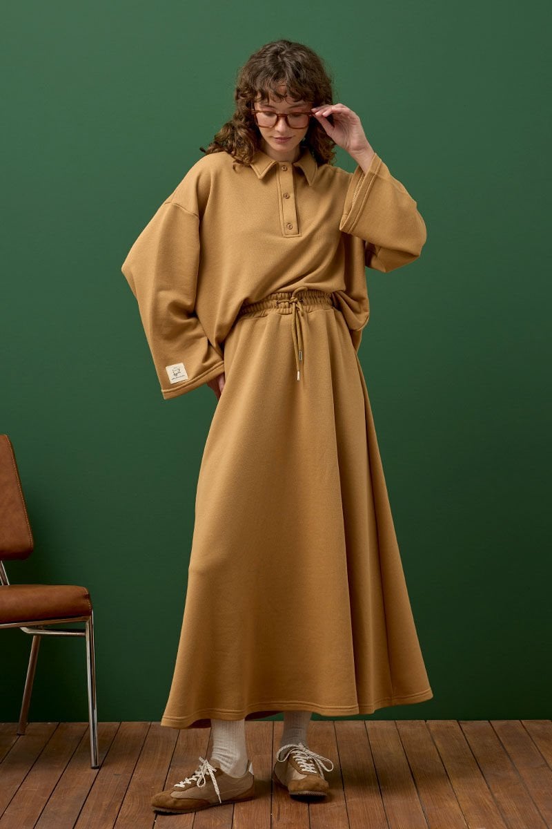 Karamel 3 İplik Polo Yaka Body & Etek Takım