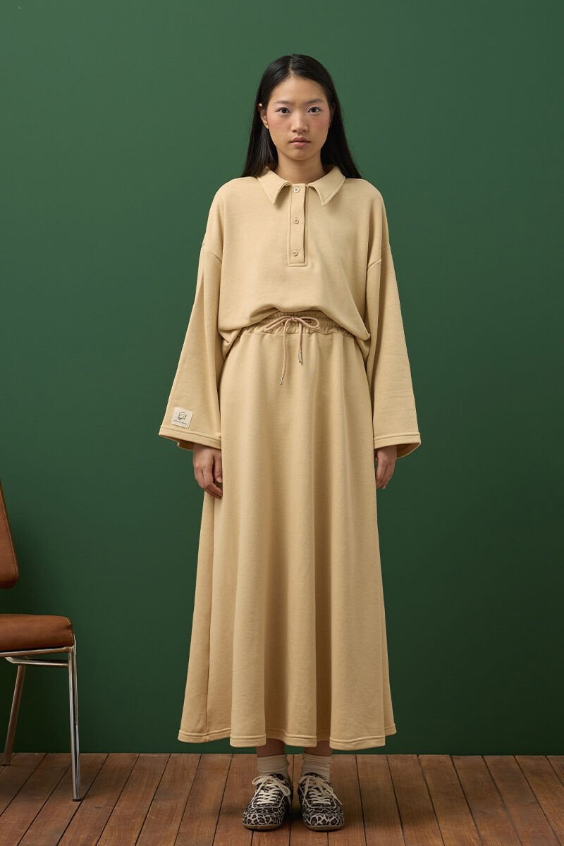 Bej 3 İplik Polo Yaka Body & Etek Takım