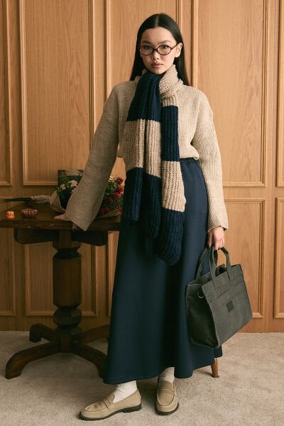 Vizon Triko İki Renk Atkı