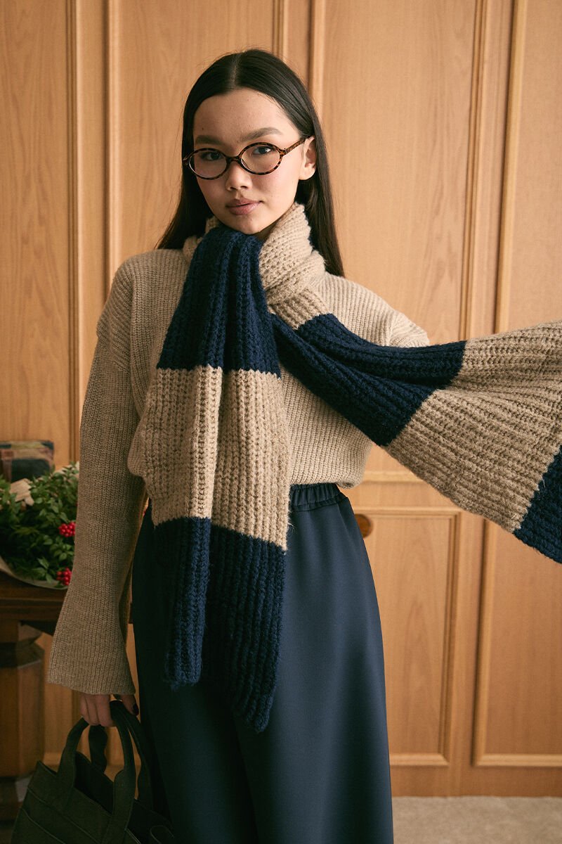 Vizon Triko İki Renk Atkı