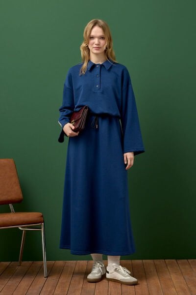 İndigo 3 İplik Polo Yaka Body & Etek Takım