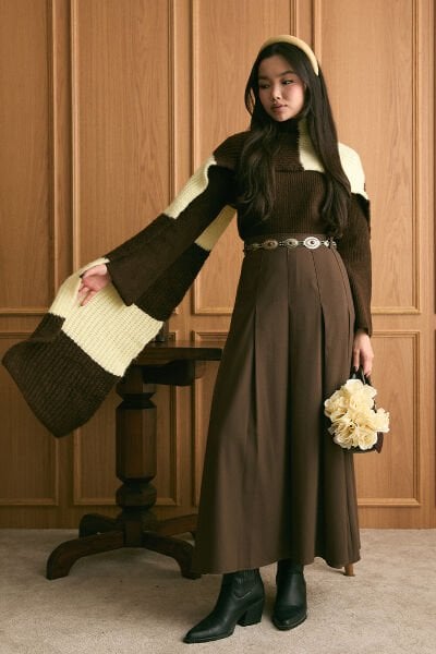 Tereyağ Sarısı Triko İki Renk Atkı