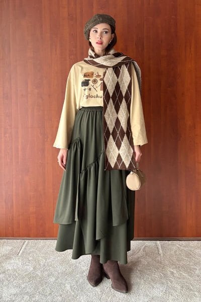 Haki Koton Bohem Kat Etek