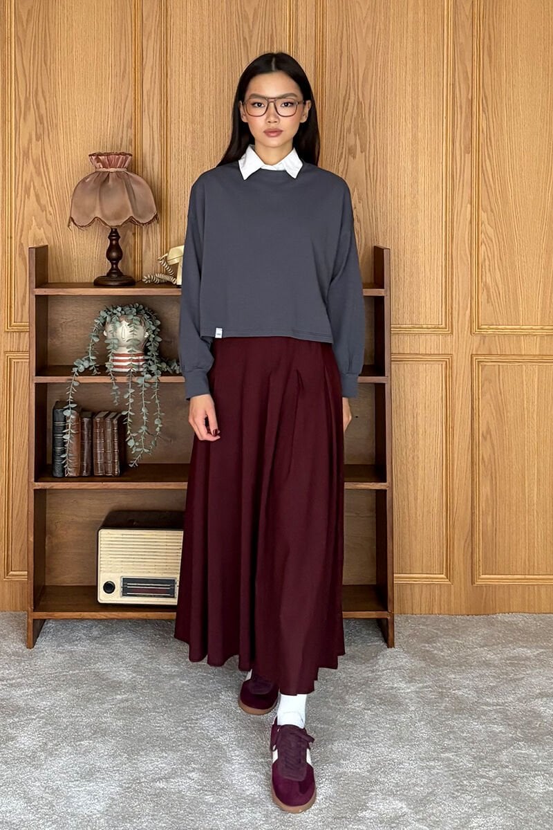 Antrasit Crop & Bordo Poliviskon Kolej Etek Takım