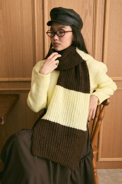 Tereyağ Sarısı Triko İki Renk Atkı