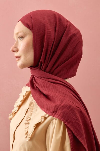 Bordo Müslin Şal