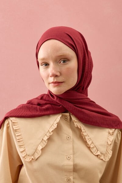 Bordo Müslin Şal