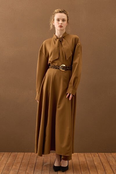 Karamel Krep Kloş Etek