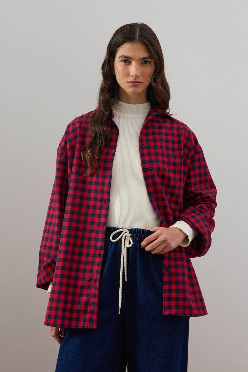 Kırmızı Pötikare Gömlek