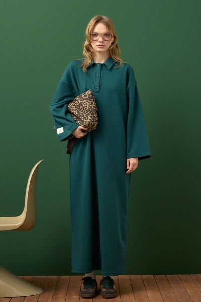 Zümrüt 3 İplik Polo Yaka Elbise