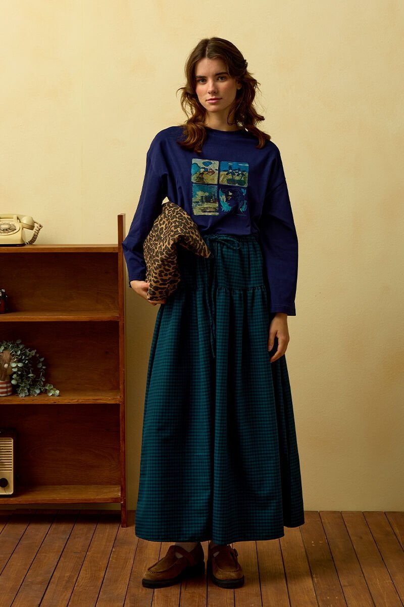 Zümrüt Pötikare Fırfır Detay Poliviskon Etek