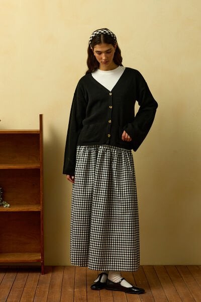 Siyah Pötikare Fırfır Detay Poliviskon Etek