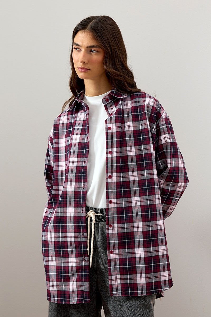 Bordo Ekose Gömlek
