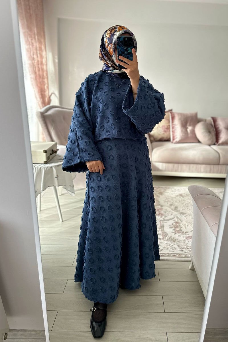 İndigo Püskül Detay Etek Takım