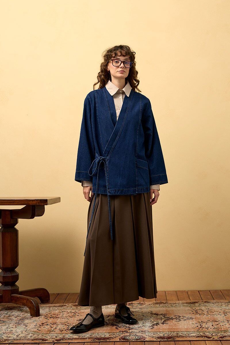 Kot Kruvaze Ceket & Acı Kahve Poliviskon Kolej Etek Takım