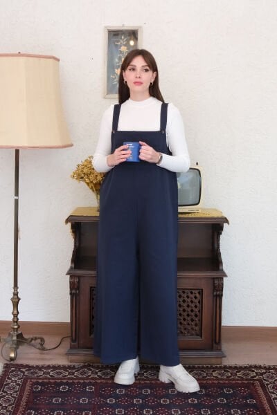 Lacivert Keten Salopet Tulum