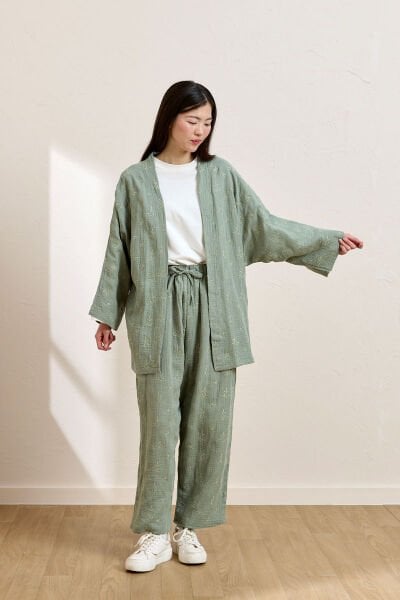 Çağla Fistolu Müslin Kısa Kimono