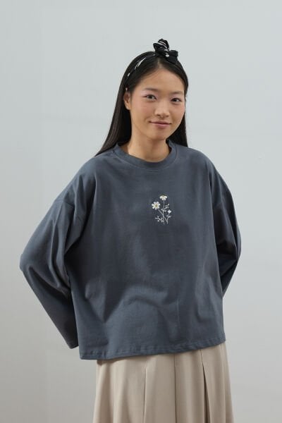 Antrasit Nakışlı Body