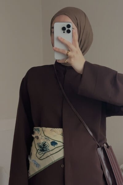 Acı Kahve Krep Şalvar Takım