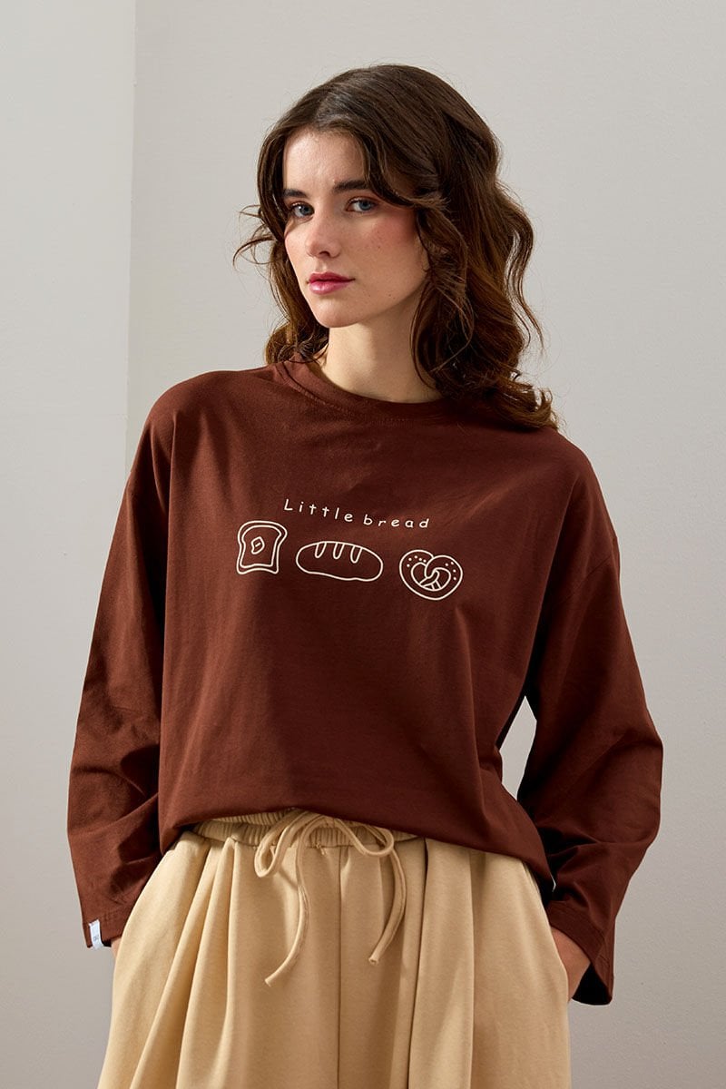 Acı Kahve Little Bread Baskılı Basic Body