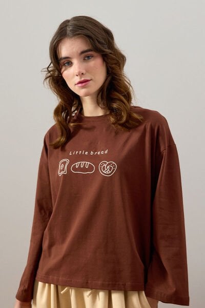 Acı Kahve Little Bread Baskılı Basic Body