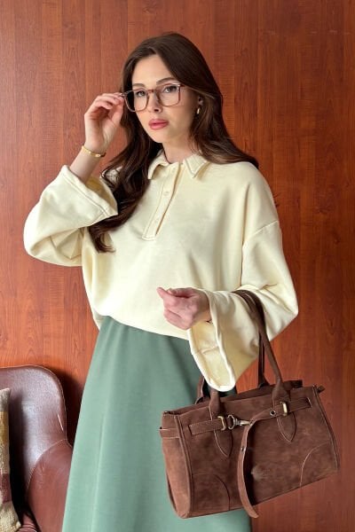 Tereyağ Sarısı 3 İplik Polo Yaka Body