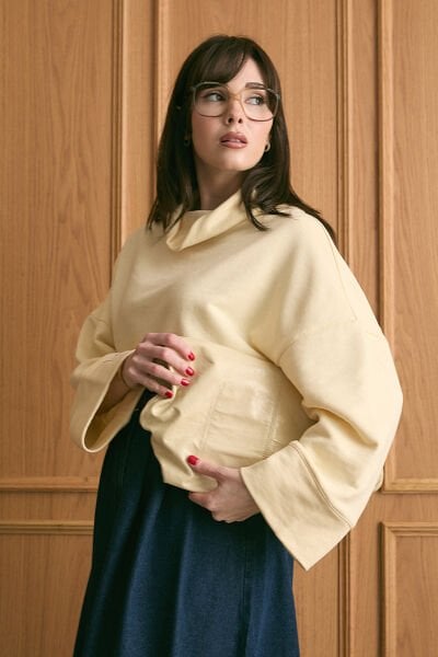 Tereyağ Sarısı Dik Yaka Kışlık Body