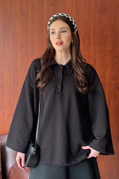 Siyah 3 İplik Polo Yaka Body