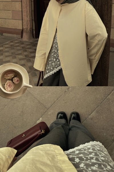 Tereyağ Sarısı Ön Yırtmaçlı Gömlek