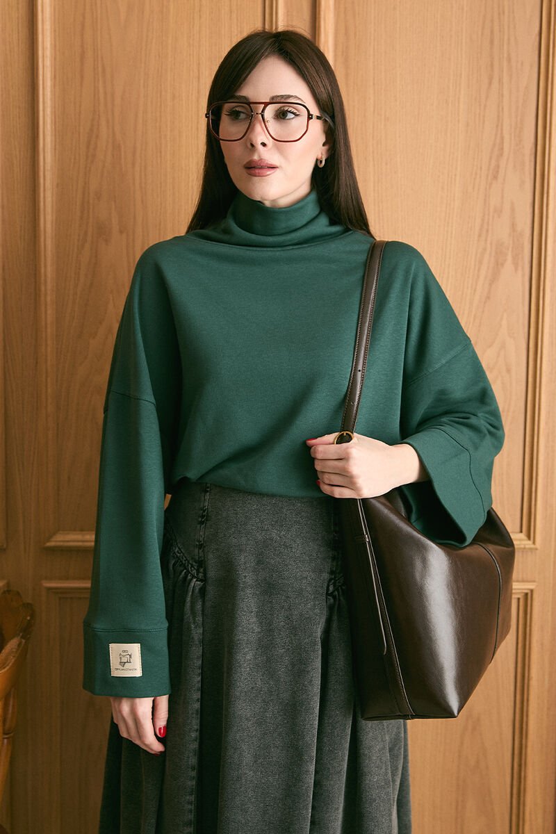 Zümrüt Dik Yaka Kışlık Body