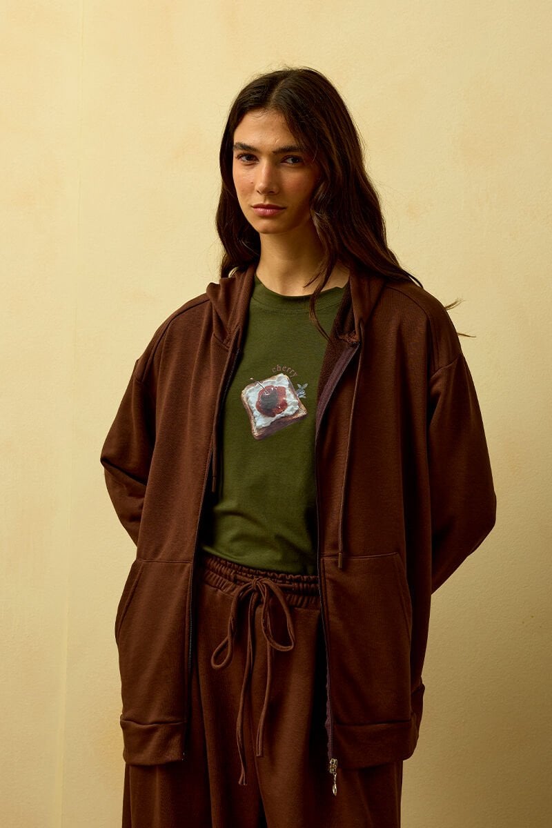 Acı Kahve 3 İplik Basic Hırka