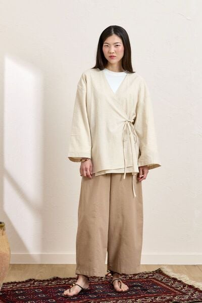 Karamel Organik Keten Şalvar Pantolon