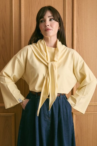 Tereyağ Sarısı Fularlı Body