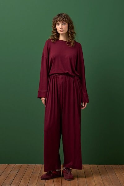 Bordo Oysho Relax Takım