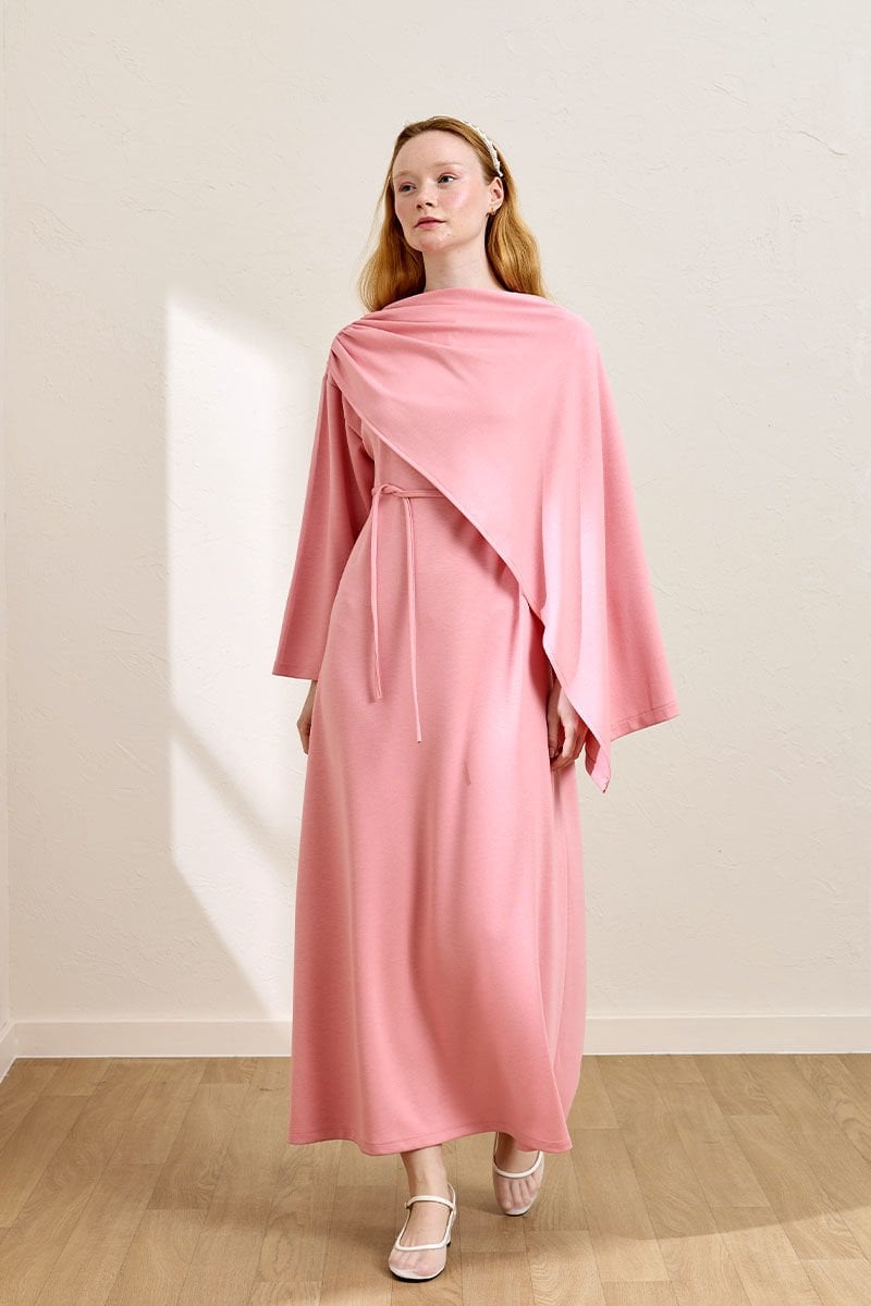Pembe Oysho Şal Yaka Elbise