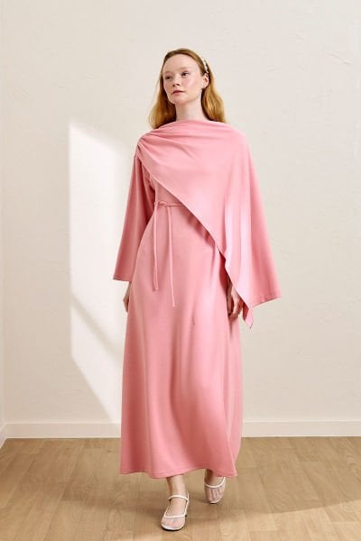 Pembe Oysho Şal Yaka Elbise