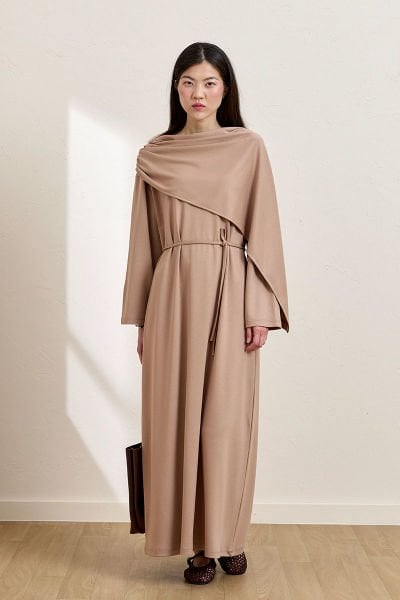 Karamel Oysho Şal Yaka Elbise