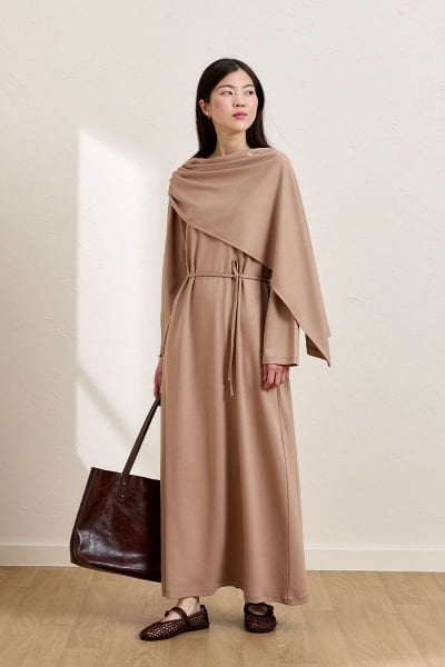 Karamel Oysho Şal Yaka Elbise