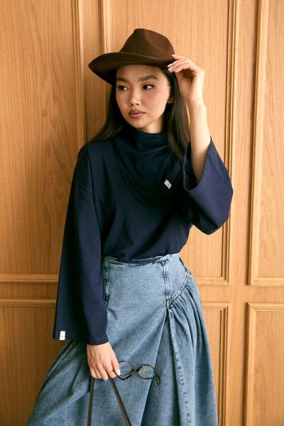 Lacivert Fularlı Body