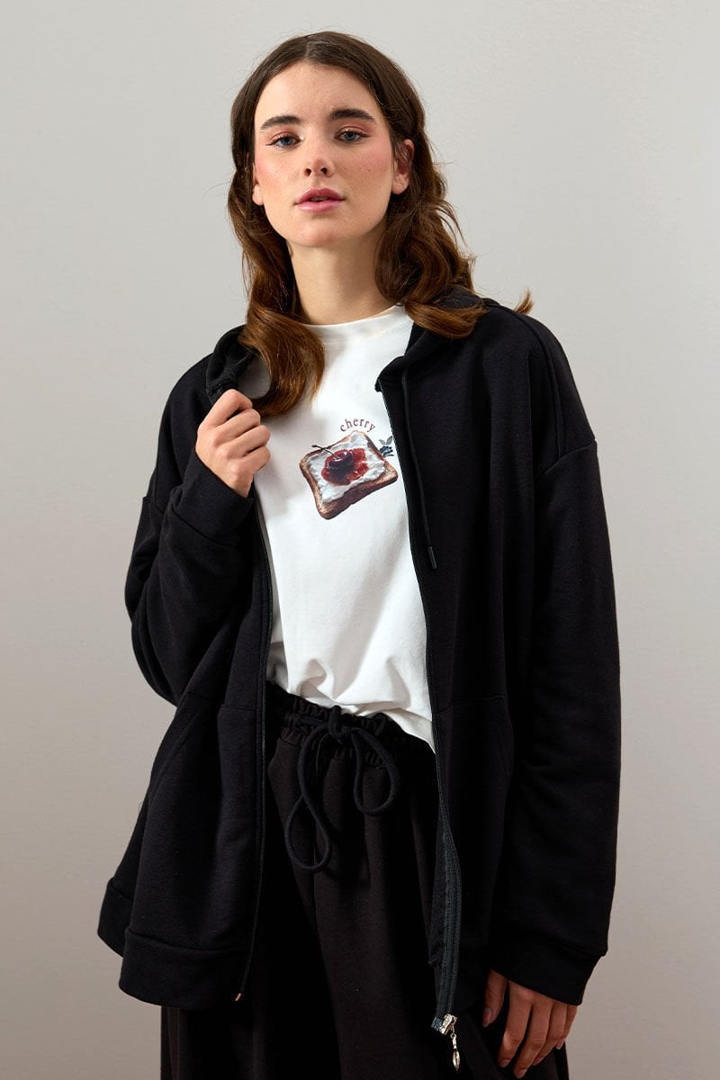 Siyah 3 İplik Basic Hırka