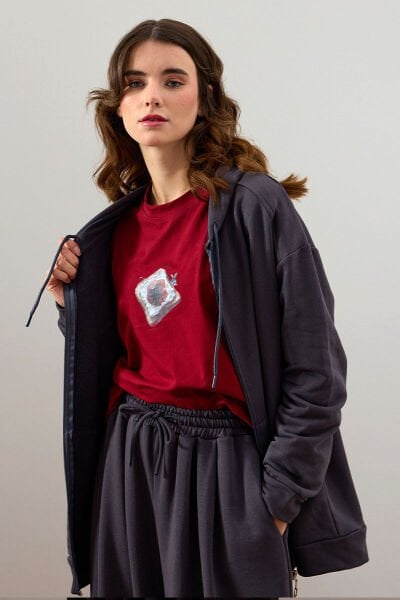 Antrasit 3 İplik Basic Hırka