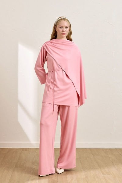 Pembe Oysho Atkılı Tunik & Bol Paça Pantolon Takım