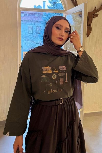 Haki Glochu Baskılı Basic Body