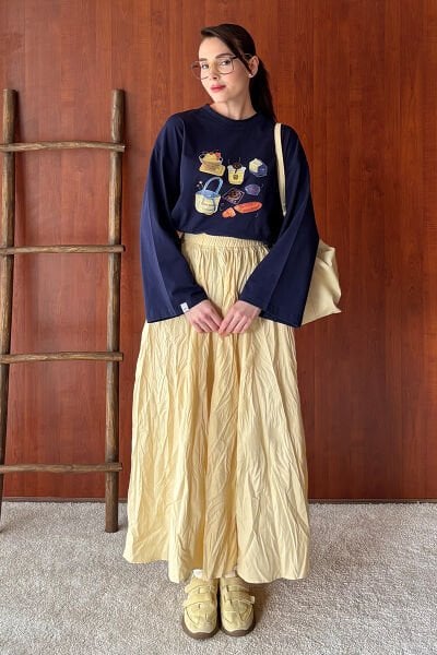 Tereyağ Sarısı Kraşlı Balon Etek