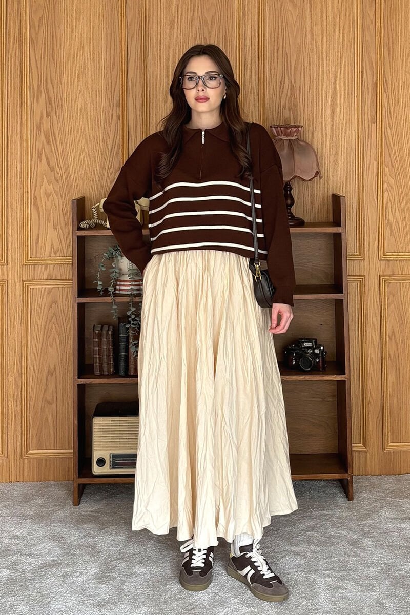 Tereyağ Sarısı Kraşlı Balon Etek