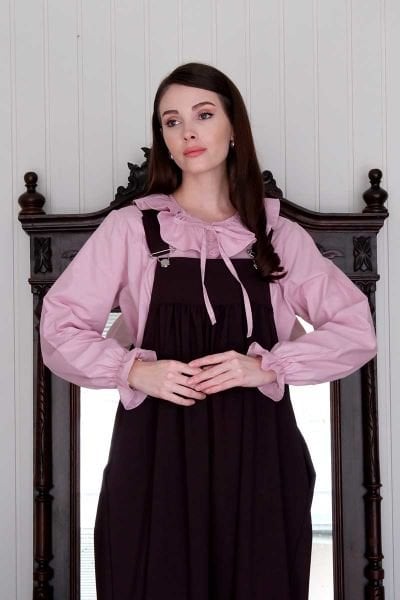 Soft Lila Bebe Yaka Fiyonklu Gömlek
